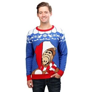 NWT NEW ALF Mens Size 2X Blue Ugly Christmas Sweater Pullover